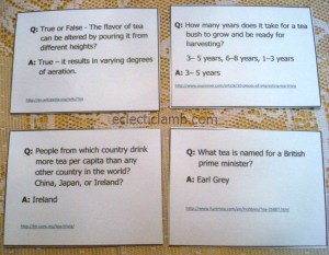 4 Tea Trivia Cards