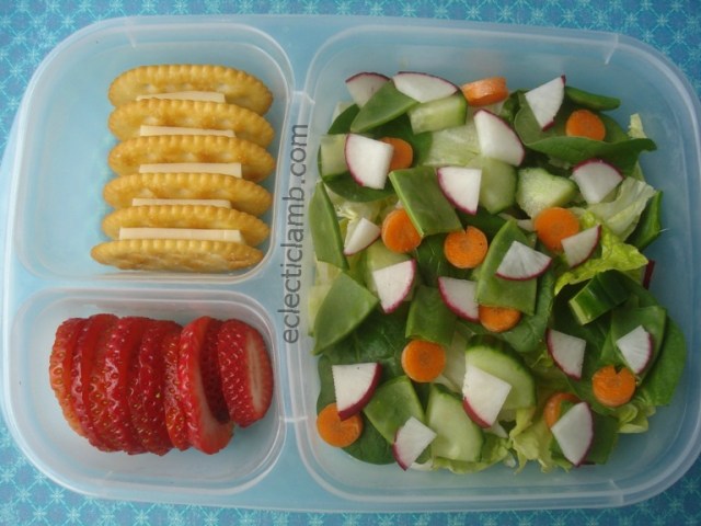 Salad with Cheese and Crackers