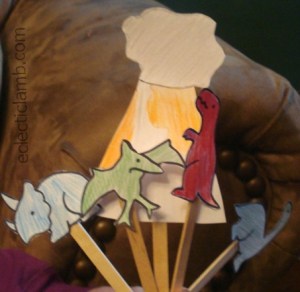 Dino Puppets with Volcano