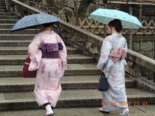Women in Kimono on Steps