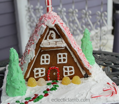 A-frame Gingerbread House Candy Cane Roof Front