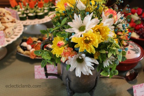 Silver Tea Pot Flowers