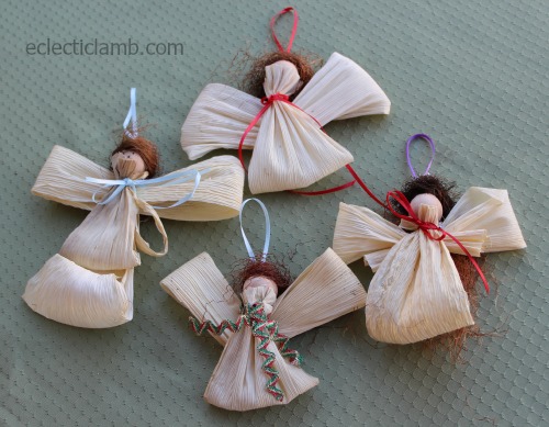 Corn husk angel ornaments