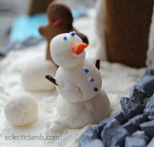 Fondant Snowman Gingerbread House