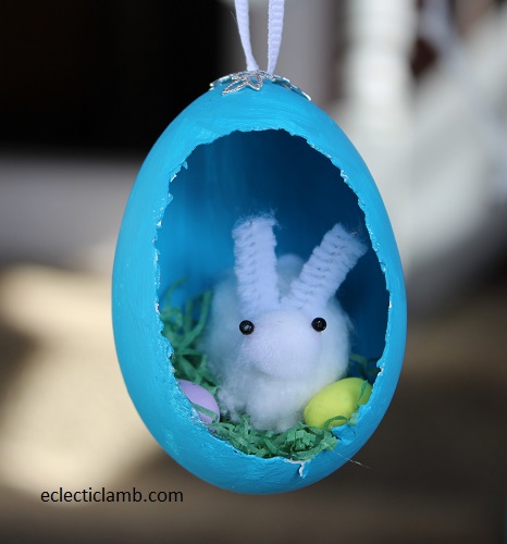 Cotton ball bunny easter egg ornament