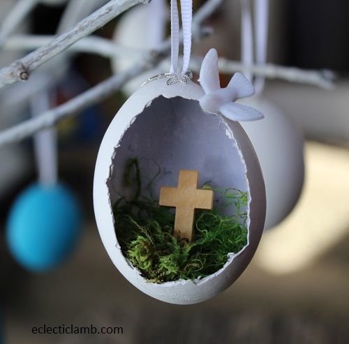 Cross Dove Easter Egg Ornament