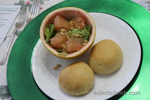 Course 2 Grapefruit Salad in Grapefruit Cup