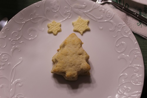 Tree rolls with snowflake shaped butter