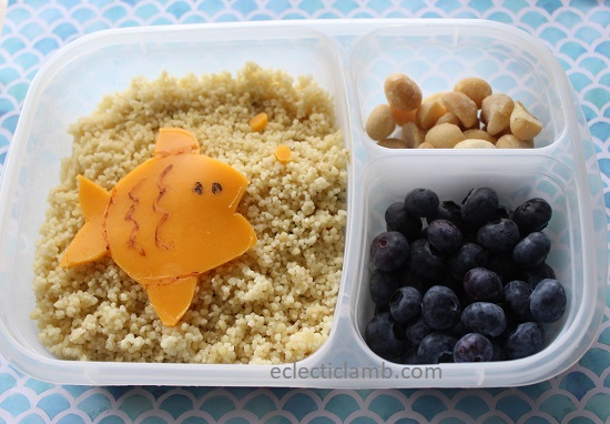 Fish Cheese Art over Couscous