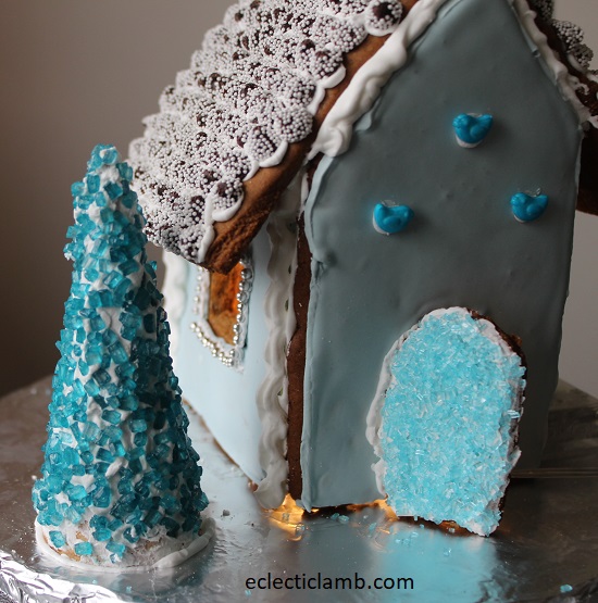 Blue Tree Gingerbread House