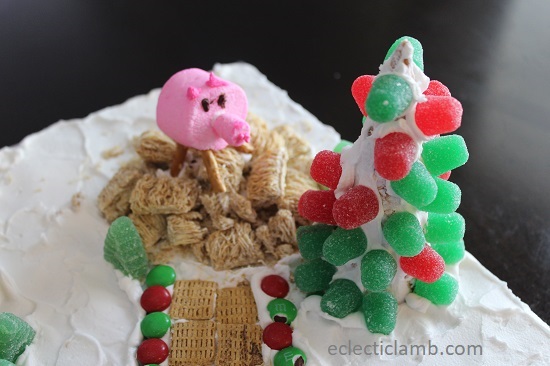 Marshmallow Pig on Straw House