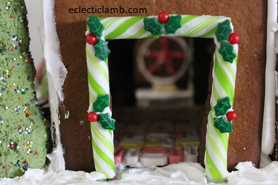 gingerbread view through breezeway