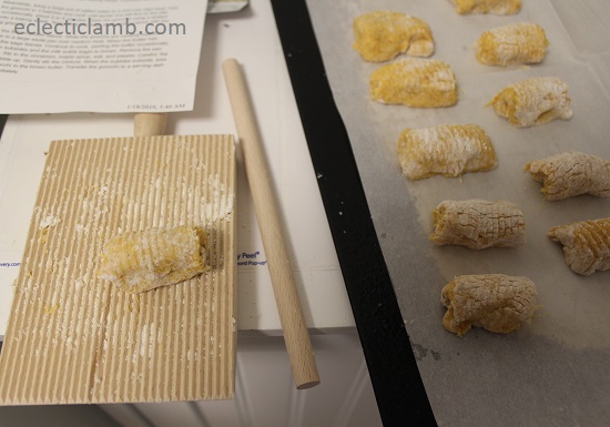 homemade gnocchi with board