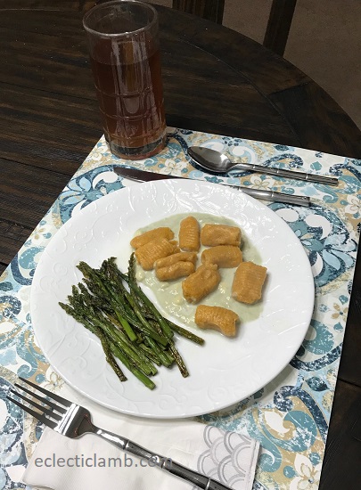 sweet potato gnocchi roasted asparagus