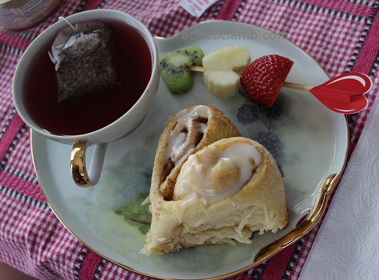 Frosted Heart Cinnamon Roll