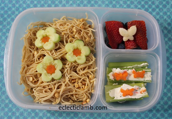 Cucumber Flowers over Noodles