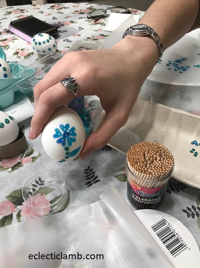 making decorative sequin easter eggs