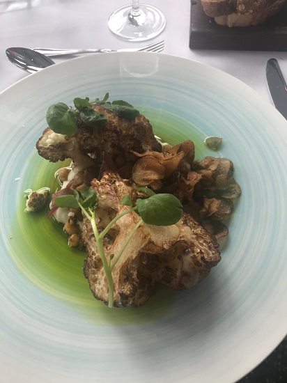 Cauliflower onions smoked potatoes almonds chickpeas