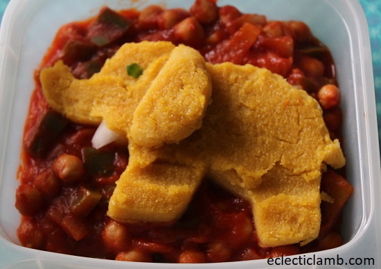 Elephant Polenta over Tomato Garbanzo