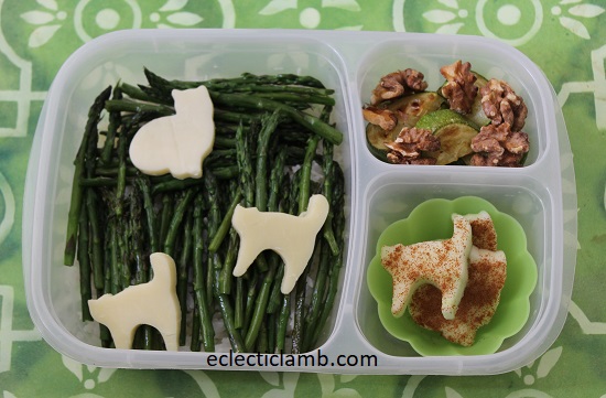 Cat Cheese over Asparagus and Rice