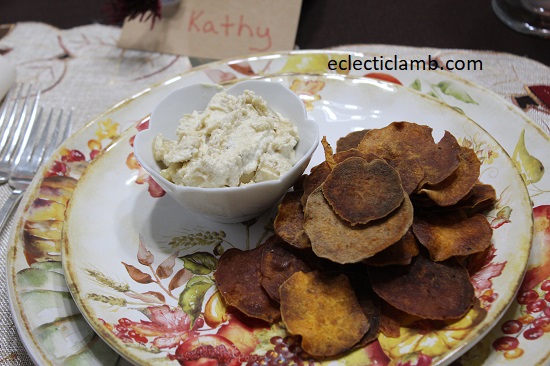 Sweet Potato Chips with Vegan Onion Dip