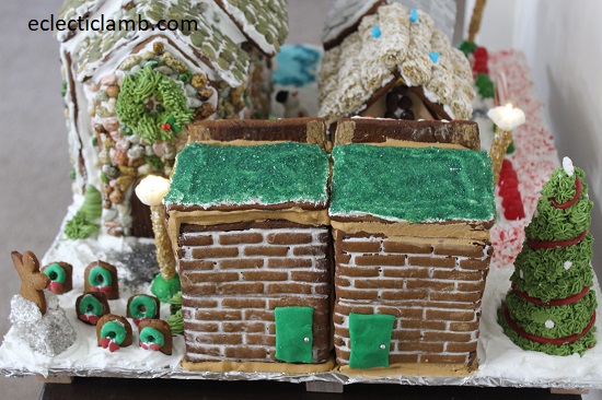 Brick Buildings Side of Gingerbread Village