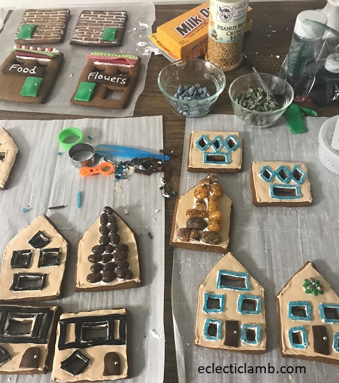 Decorated Gingerbread House Pieces