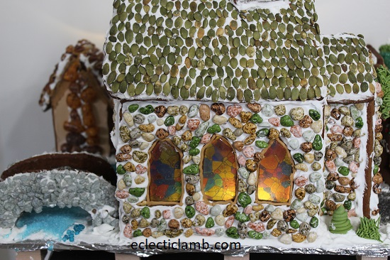 Gingerbread Church Back with Lights