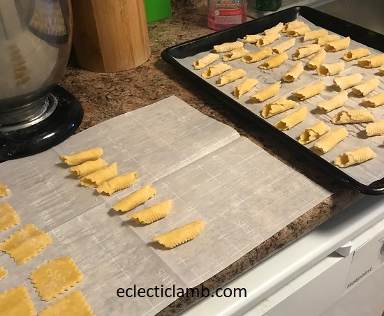 Garganelli pasta in progress