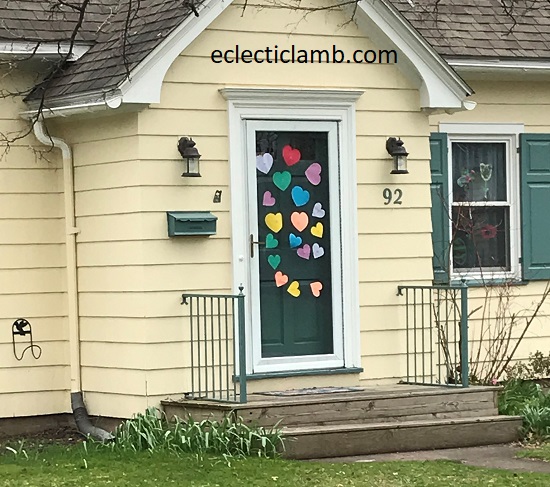 colorful hearts on door