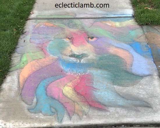 Lion Chalk Art