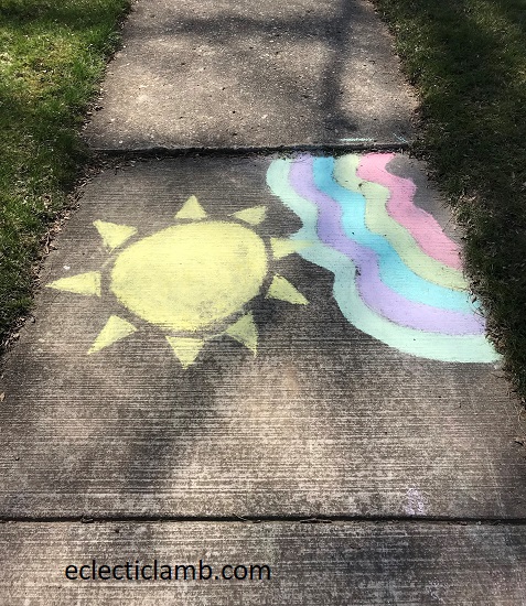 Sun and Rainbow Chalk Art