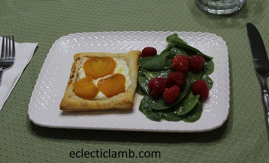 beet tart with spinach salad lunch